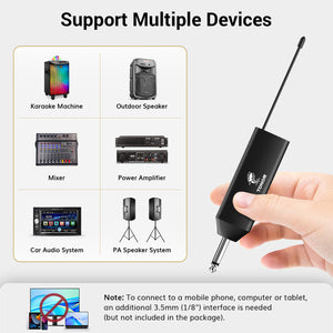 TONOR TW632 UHF Wireless Microphone System with Dual Headset Microphones/Lavalier Lapel Mics