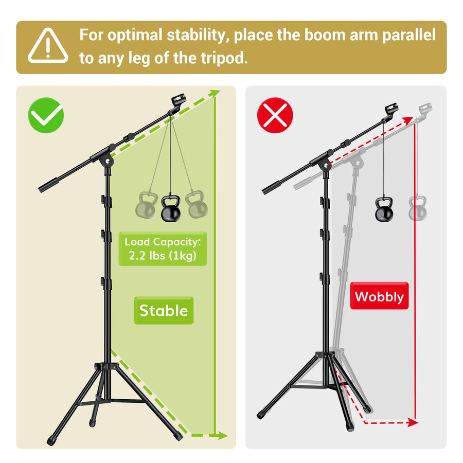 TONOR T35 Microphone Stand with Tablet Holder, Tripod Boom Arm for Floor