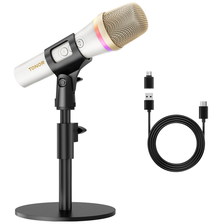 TONOR TD310 USB dynamic microphone with RGB, compatible with PC/mobile phone TypeC