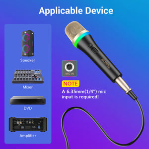 TONOR RGB Dynamic Karaoke Microphone, XLR Handheld Wired Microphone