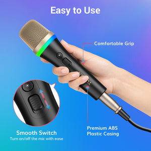 TONOR RGB Dynamic Karaoke Microphone, XLR Handheld Wired Microphone