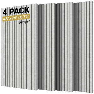 TONOR 2 Pieces Wood Slat Panels, 48" x 24" 3D Grooved Living Room Wood Adhesive Acoustic Panels