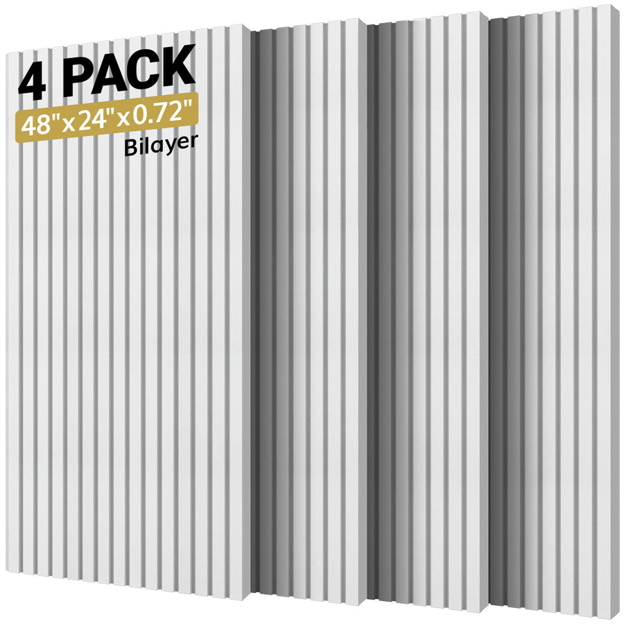 TONOR 2 Pieces Wood Slat Panels, 48" x 24" 3D Grooved Living Room Wood Adhesive Acoustic Panels