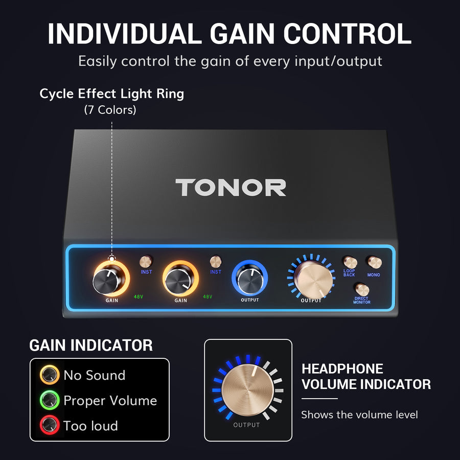 TONOR TX510 2O2 Audio Interface, USB Audio Mixer