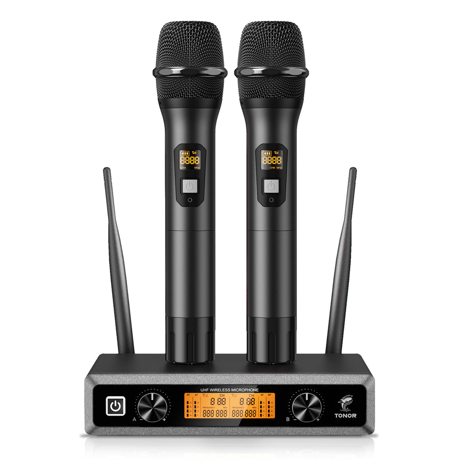 Bietrun 4-Channel Wireless Microphones System with 4 Rechargeable Handheld  Mics, UHF Metal Dynamic Cordless Mics for Karaoke, Singing, Church, Family
