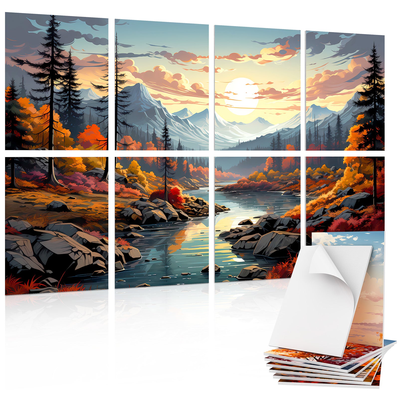 8 Pack Art Acoustic Panel, Self-Adhesive Wall Panels, 16 * 12 * 0.4 ...