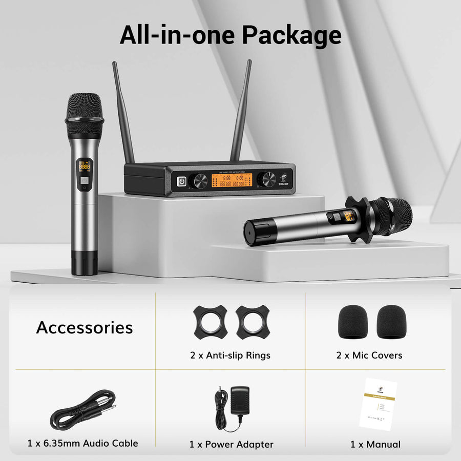 TONOR Wireless Microphone System, Professional Metal Cordless