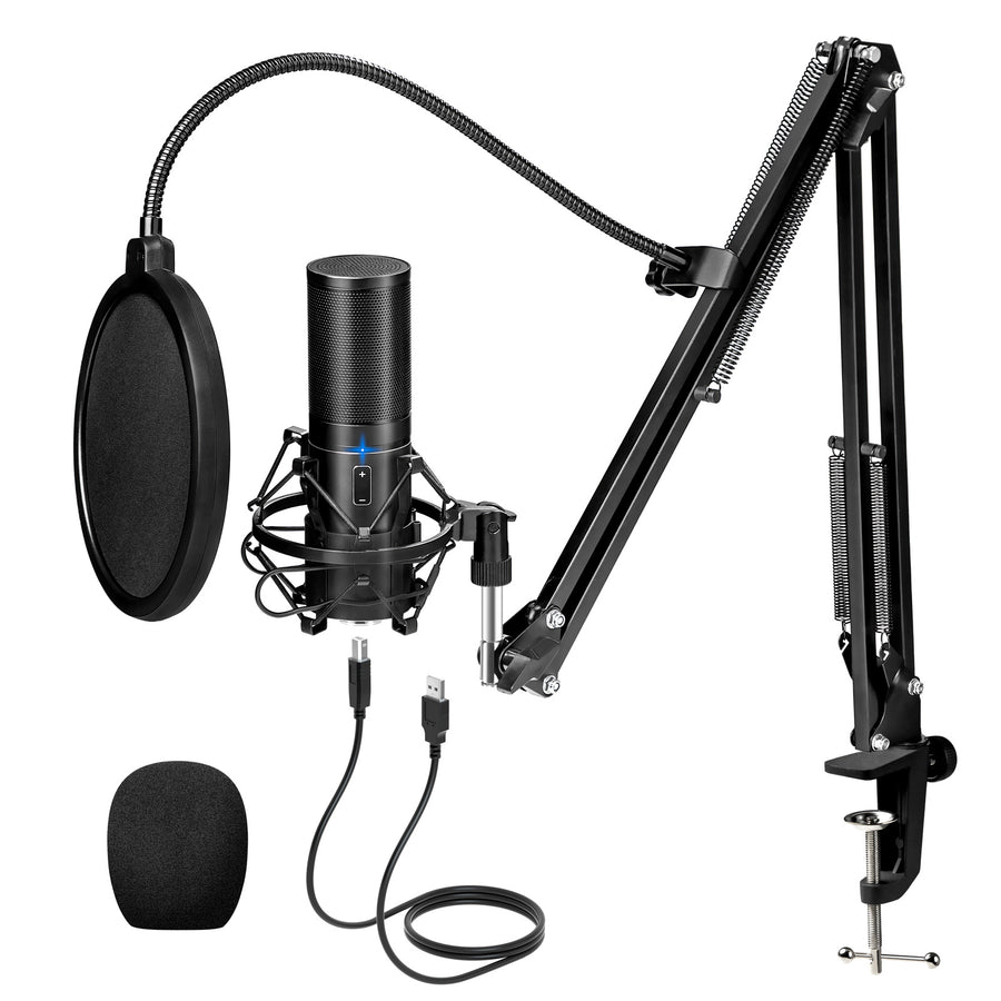TECURS Gaming USB Microphone Kit, PC Microphone with Boom Arm